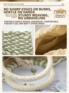 Detailed macro view of green and white woven texture and handle of moon handbag