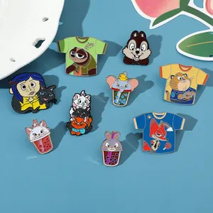 Colorful collection of Disney and Zootopia character enamel lapel pins and brooches
