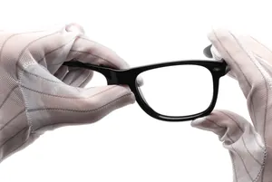 Close-up detail of flexible black children's sunglasses frame with UV400 protection
