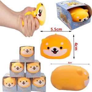 Soft Shiba Inu TPR squishy toy for stress relief, dimensions 5.5cm x 4cm x 8cm