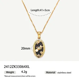 Vintage gold tarot card The World pendant necklace crafted in durable stainless steel.