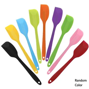 Set of colorful heat-resistant one-piece silicone spatulas for home baking and cream