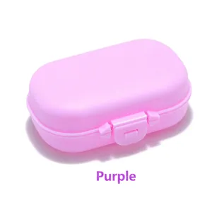 Portable pink plastic storage box with snap closure for pills, jewelry and glasses storage