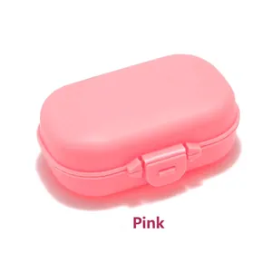 Portable pink plastic storage box with secure snap-lock closure for jewelry