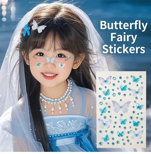 Butterfly face jewel stickers for kids stage makeup and festive facial decoration