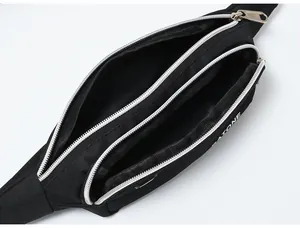 Interior detail of a lightweight waterproof sport waist bag with multiple compartments