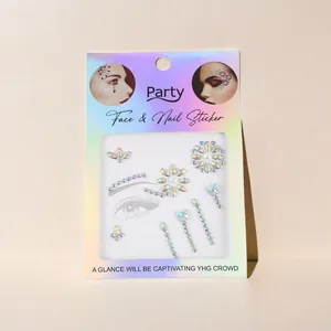Iridescent face and nail rhinestone stickers for stage makeup and festival body art