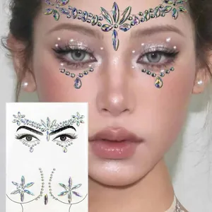 Iridescent face jewels and body crystal stickers set for stage makeup decoration