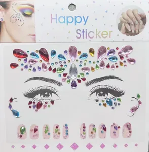 Face jewel stickers with colorful rhinestones for stage makeup decoration