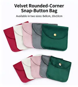 Variety of velvet jewelry snap pouches in multiple colors and two different sizes