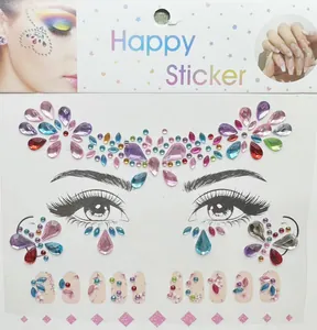 Detailed view of colorful face gem stickers for stage makeup and nail art decoration