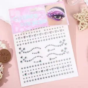 Self-adhesive crystal face rhinestones and heart gems for eye makeup decoration