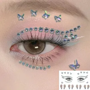 Sparkling butterfly and crystal rhinestone face stickers for creative stage eye makeup decor