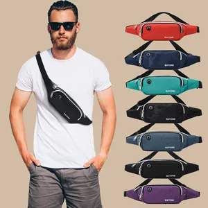 Waterproof Polyester Sports Waist Bag For Men Women Running Waist Pack Slim Lightweight Fitness Chest Bag With Headphone Hole