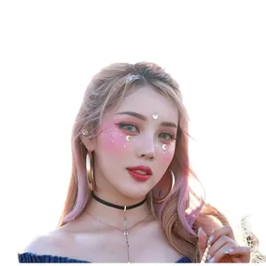 Glitter face stickers for stage makeup with moon and star designs for girls