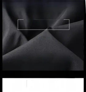 Close-up of high-quality black jacket fabric with breathable and anti-wrinkle texture details.