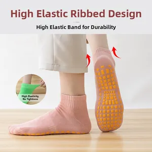 High-elastic anti-slip socks with raised cuffs and grip soles for yoga and fitness.