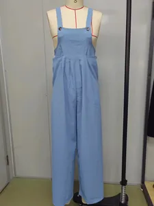 Detailed view of blue vintage casual solid overalls on a mannequin