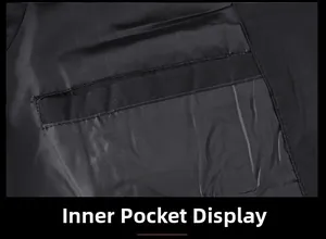 Close-up view showing the functional inner security pocket of a black slim-fit jacket