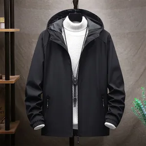 Men Fashion Hooded Jacket Korean Style Slim Fit Windbreaker Outerwear Letter Print For Spring Autumn Casual School Students