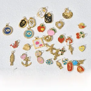 Variety of stainless steel fruit and celestial charms for creative DIY jewelry making
