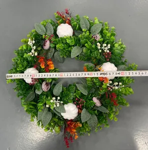 Detail showing the 45cm diameter of the autumn eucalyptus and white pumpkin wreath