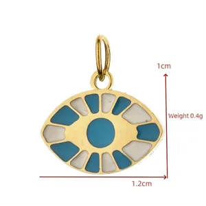 Detailed view of 1.2cm stainless steel blue evil eye charm for DIY jewelry making crafts