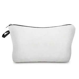 Customizable plain white canvas cosmetic bag for travel toiletries and makeup storage