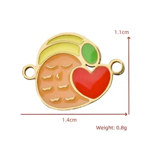 Detailed view of colorful fruit enamel charm with 1.4x1.1cm dimensions and 0.8g weight