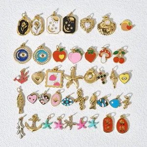 DIY Stainless Steel Fruit Sea Life Enamel Charms For Necklace Bracelet Making Colorful Oil Dripping Pendants Jewelry Accessories