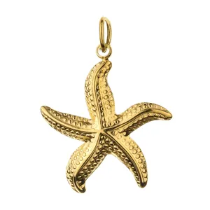 Detailed gold starfish pendant with textured finish for DIY necklaces and bracelets