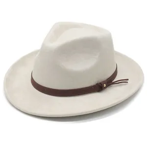 Elegant vintage cream western fedora hat featuring a stylish brown suede band for