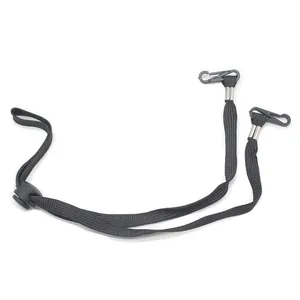 Close-up detail of the adjustable black windproof chin strap lanyard for jazz hats.
