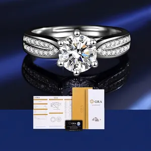 Classic Six-Prong Moissanite Ring For Women Sparkle Queen Crown Design Cupronickel Plated S925 Style Jewelry With Certificate