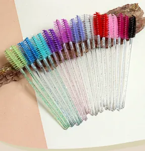 Disposable glitter crystal handle eyelash brushes and mascara wands set of many colors
