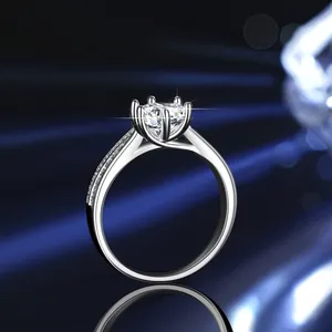 Elegant s925 sterling silver ring featuring a 1 carat moissanite in a classic six-prong setting