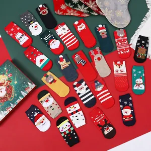 Festive children's Christmas socks advent calendar set with cute cartoon holiday patterns