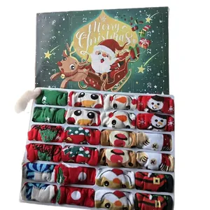 Christmas advent calendar socks gift box with 24 pairs of festive holiday patterns