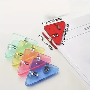 Detailed measurements of transparent plastic triangular clips for document organization