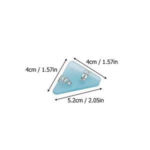 Detailed size diagram of the transparent plastic triangular corner clip with dimensions.