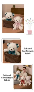 Close-up of adorable Lolita-style teddy bear plush featuring delicate lace headband and bow