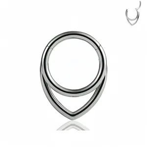 Polished double-layered titanium steel segment ring for nose and ear piercings