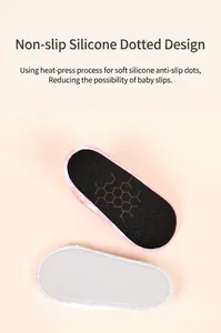 Close-up of anti-slip silicone dots on baby sock sole highlighting the safety design