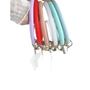 Set of colorful silicone ring keychains featuring soft pastel colors and metal clasp