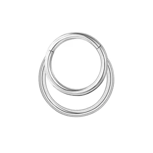 Polished silver titanium steel double layered hoop earring nose ring clicker jewelry