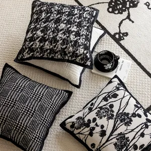 Modern vintage black and white decorative pillowcases with stylish patterns for sofa