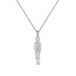 Detailed macro view showing the tiered cubic zirconia stones on an S925 sterling silver chain