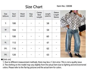 Size chart for women's fashionable loose polka dot long sleeve blouse top