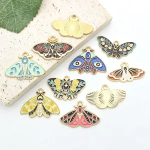 Set of assorted colorful enamel butterfly charms for DIY jewelry making accessories