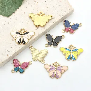 Colorful enamel butterfly alloy charms for DIY jewelry making and handmade crafts